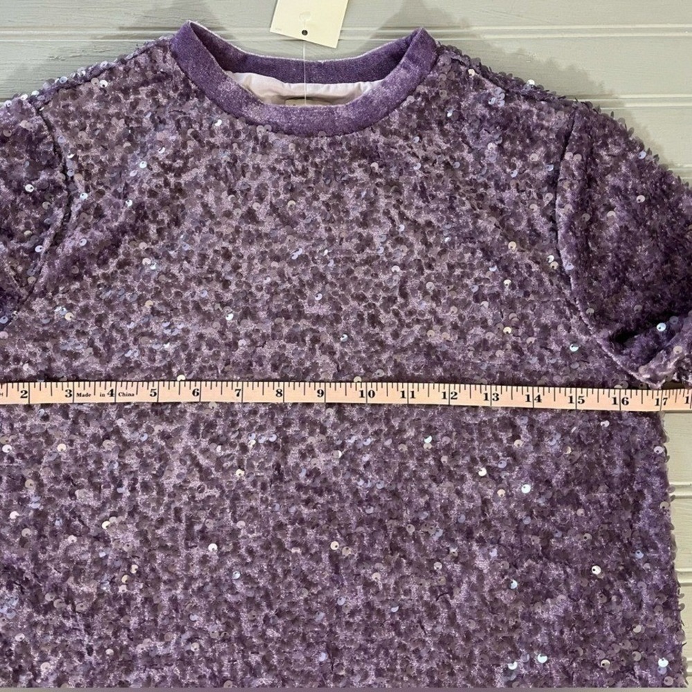A New Day Purple Sequin Top Womens XS Short Sleeve Party Cocktail Holiday NWT - Picture 10 of 13